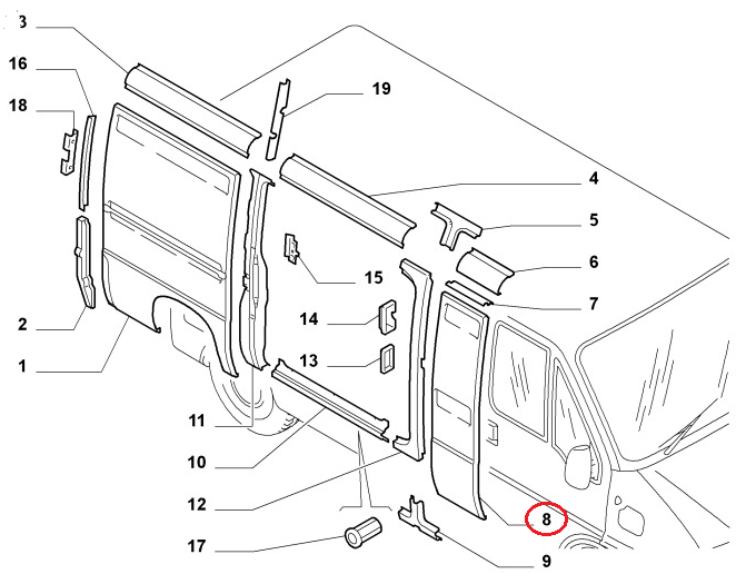 Боковина кузова правая (передняя часть) Q18 Fiat Ducato Елабуга
