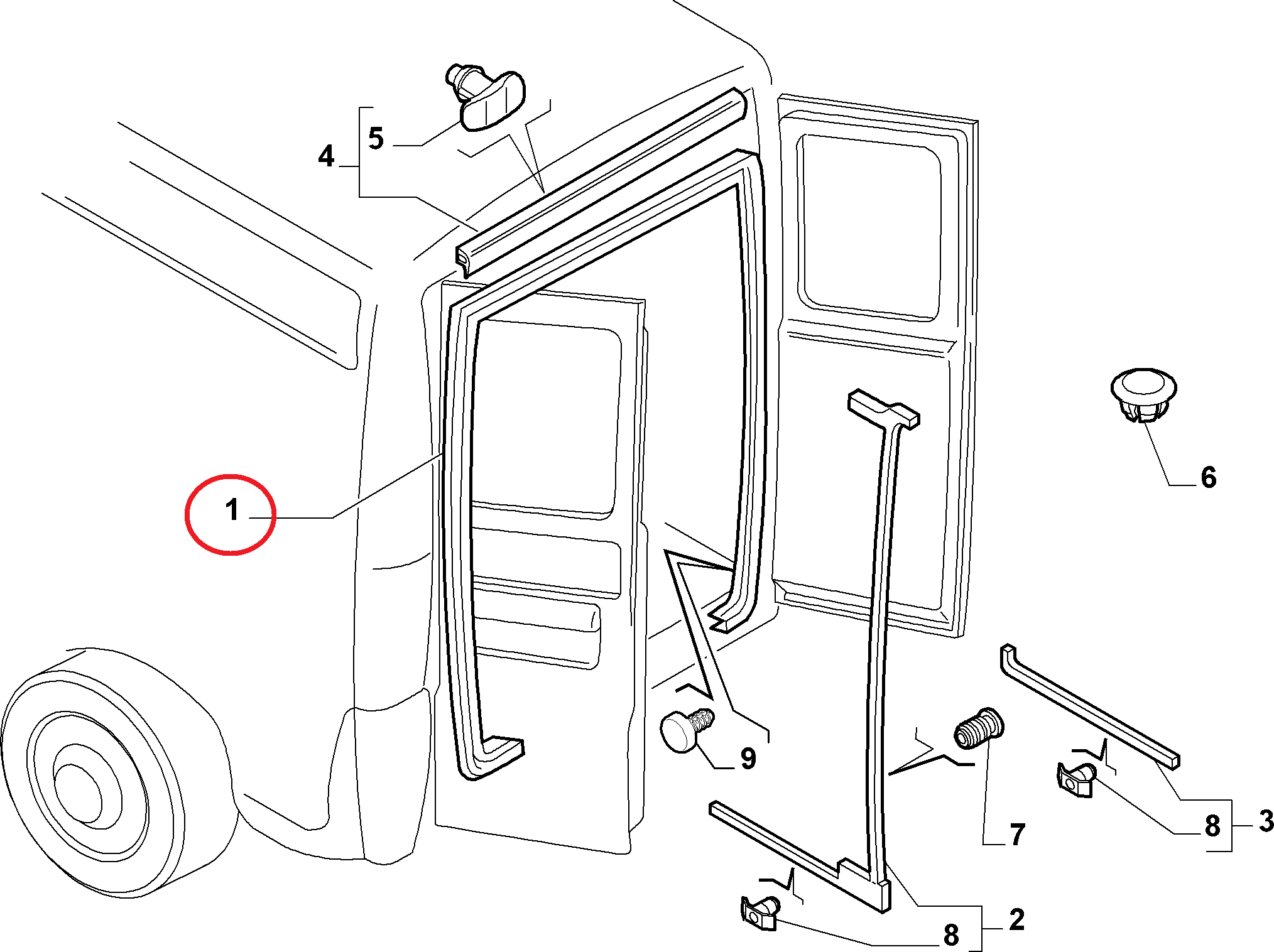 Уплотнитель арки задних дверей Fiat Ducato Елабуга (высокая крыша)