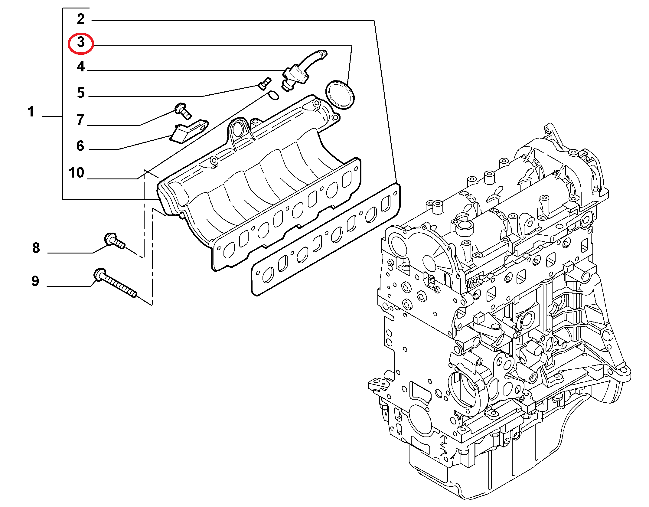 Прокладка впускного коллектора Fiat Doblo 1.3 MJTD
