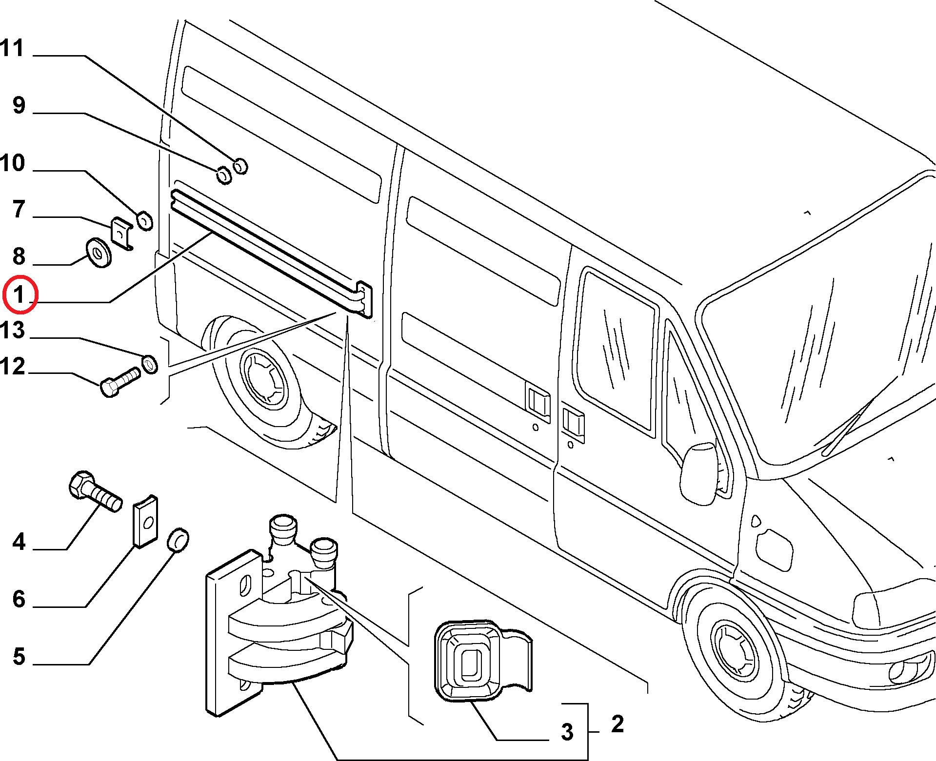 Направляющая ролика сдвижной двери центральная Fiat Ducato Елабуга.