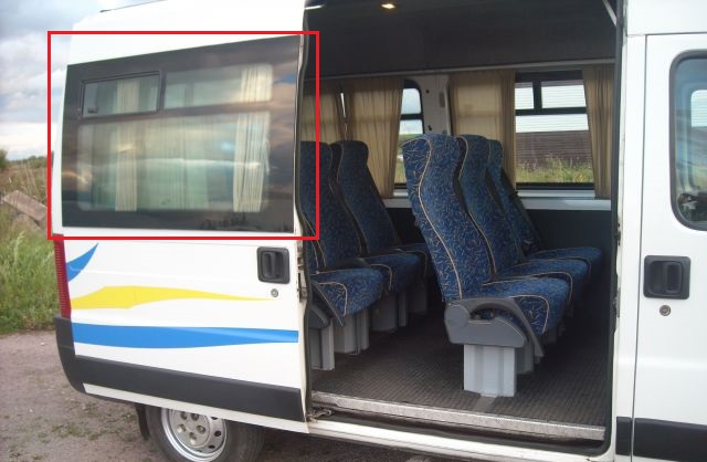 Окно (стекло) сдвижной двери с форточкой Fiat Ducato Елабуга (Панорамное).