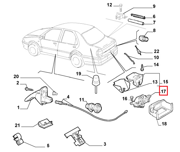 Замок багажника нижняя часть Fiat Albea