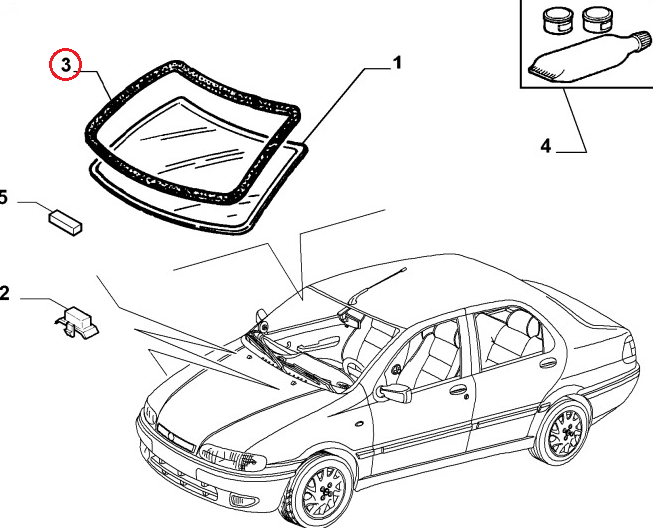 Молдинг лобового стекла (уплотнитель) Fiat Albea