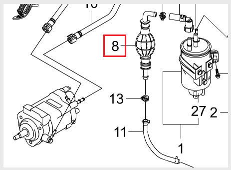 Насос ручной подкачки топлива (груша) SsangYong Actyon/Kyron/Rexton