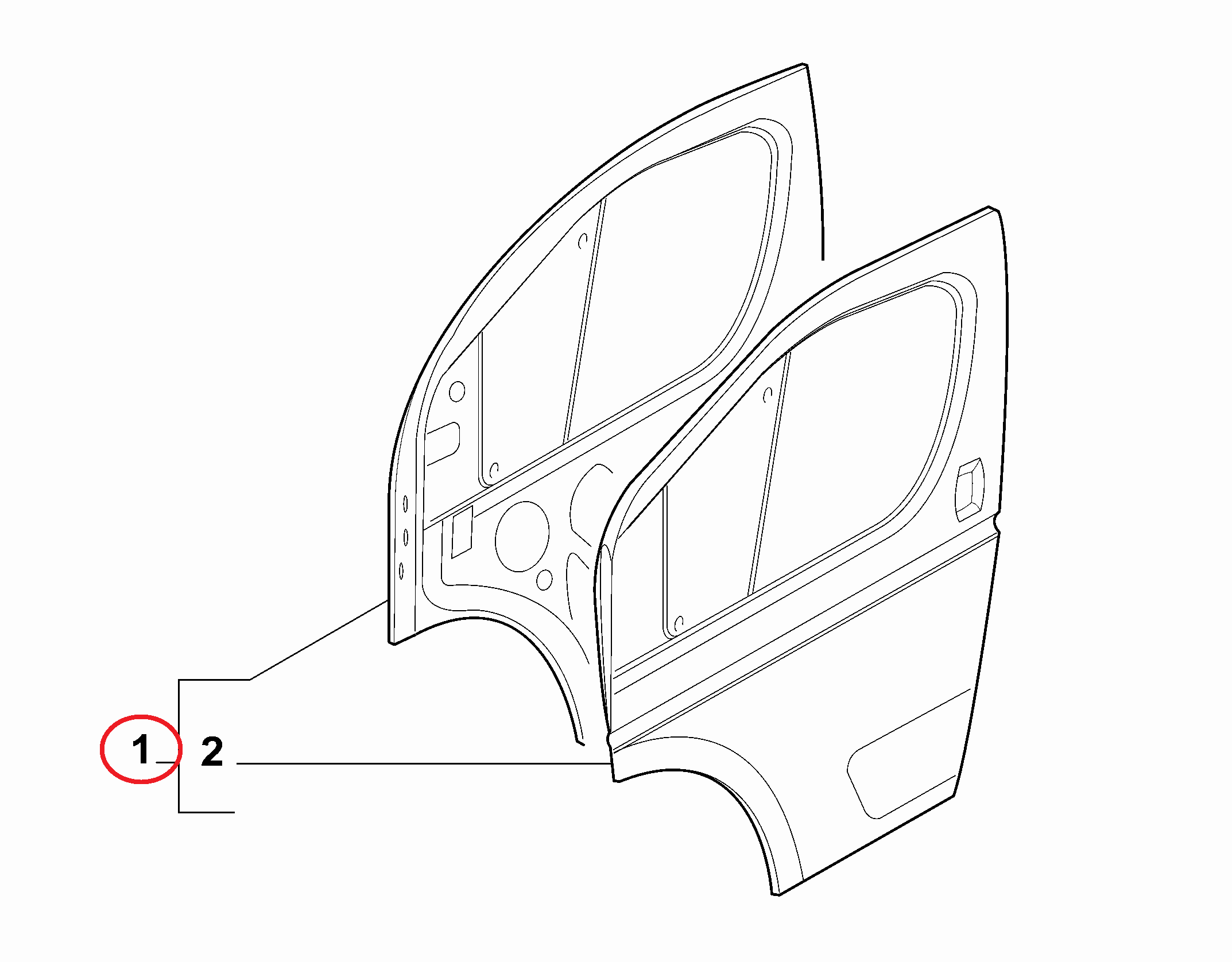 Дверь передняя левая Fiat Ducato (250). (легкая нагрузка)