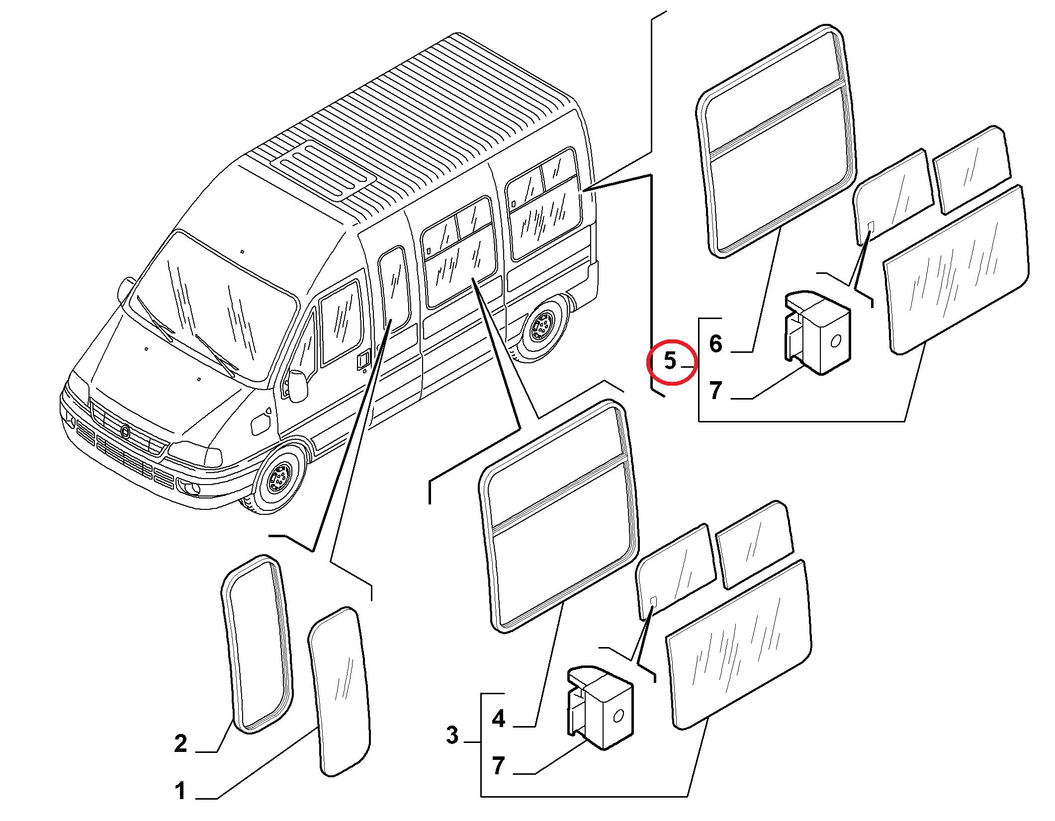 Окно (стекло с форточкой) боковое правого заднего крыла Fiat Ducato Елабуга 