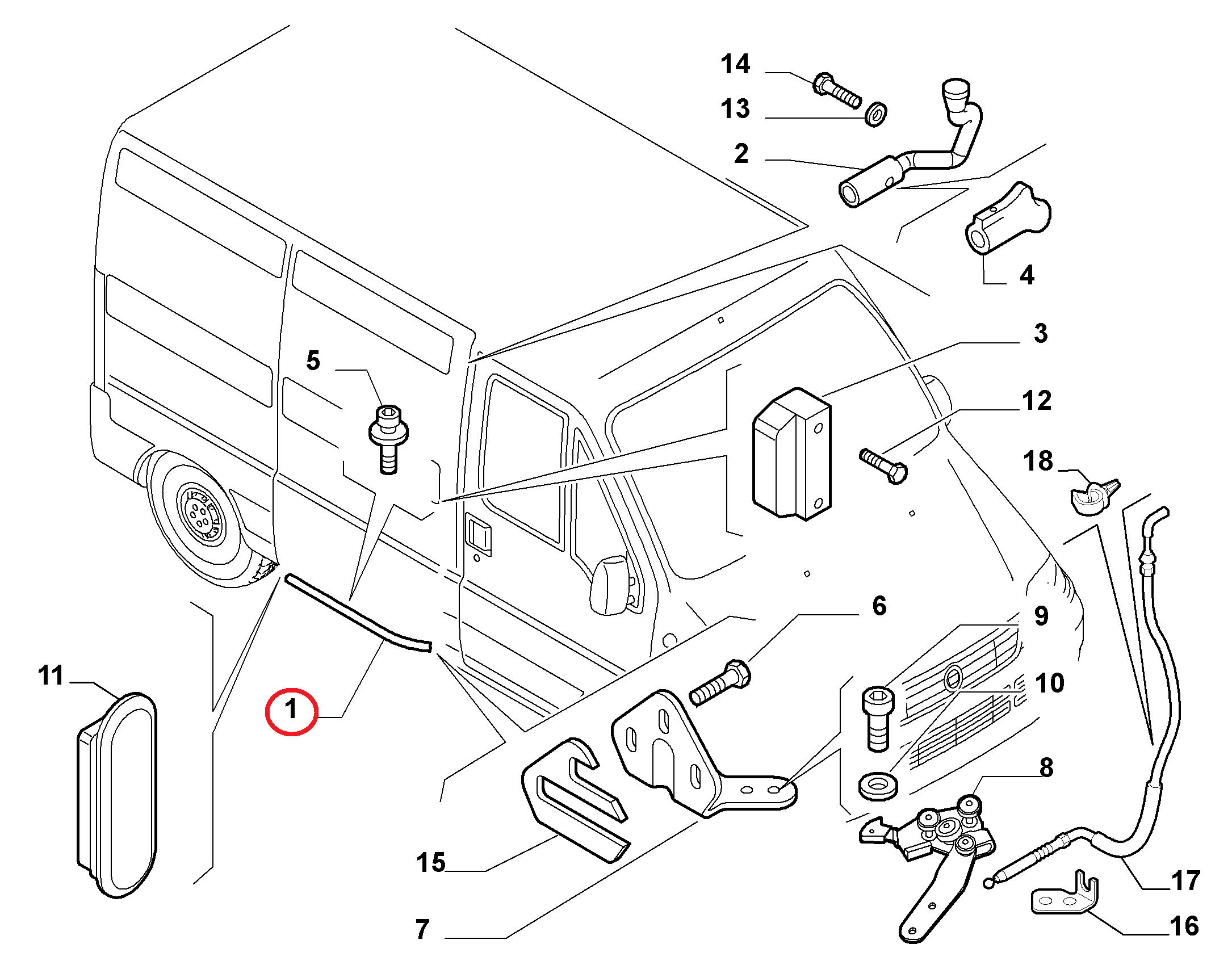 Направляющая ролика сдвижной двери нижняя Fiat Ducato