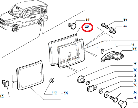 Уплотнитель стекла заднего бокового Fiat Doblo Panorama