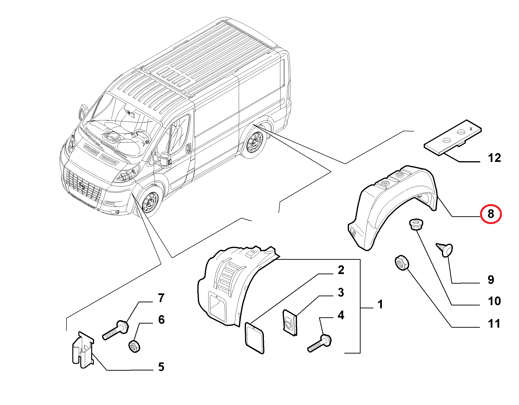 Подкрылок задний левый Fiat Ducato New(250).