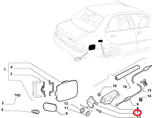 Замок лючка бензобака FIAT Albea