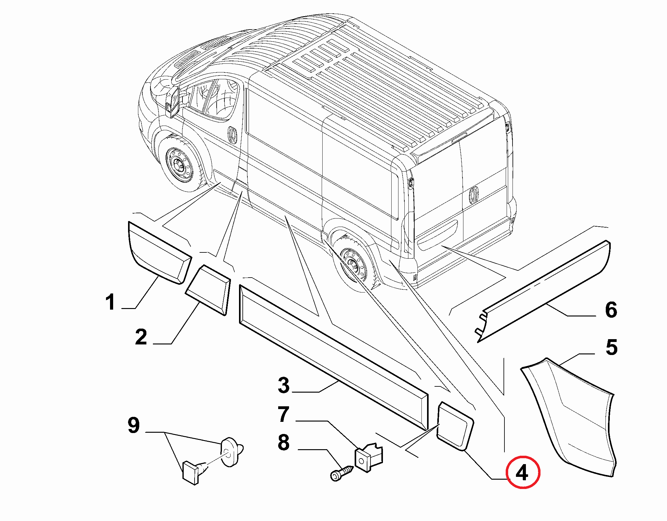 Молдинг крыла левого заднего передний Fiat Ducato (250)