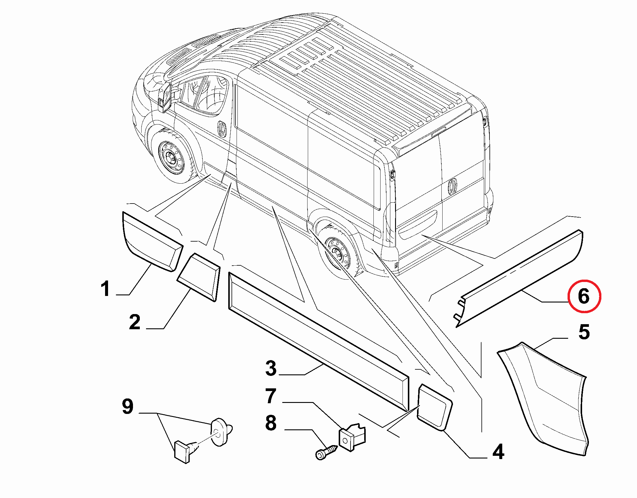 Молдинг двери задней левой Fiat Ducato (250)