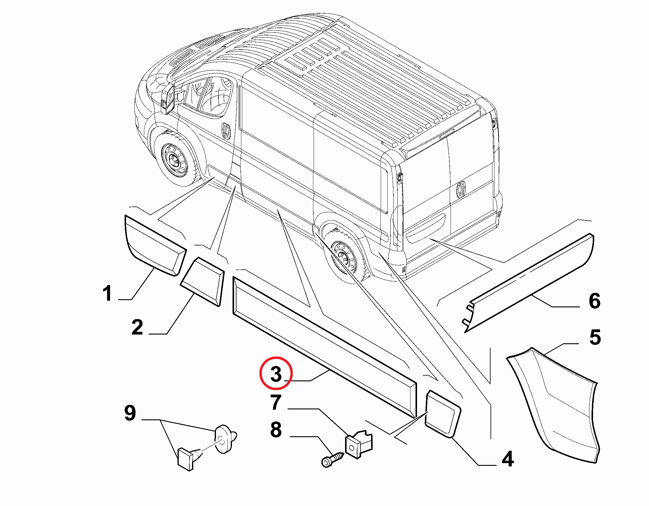 Молдинг правой сдвижной двери Fiat Ducato New(250)