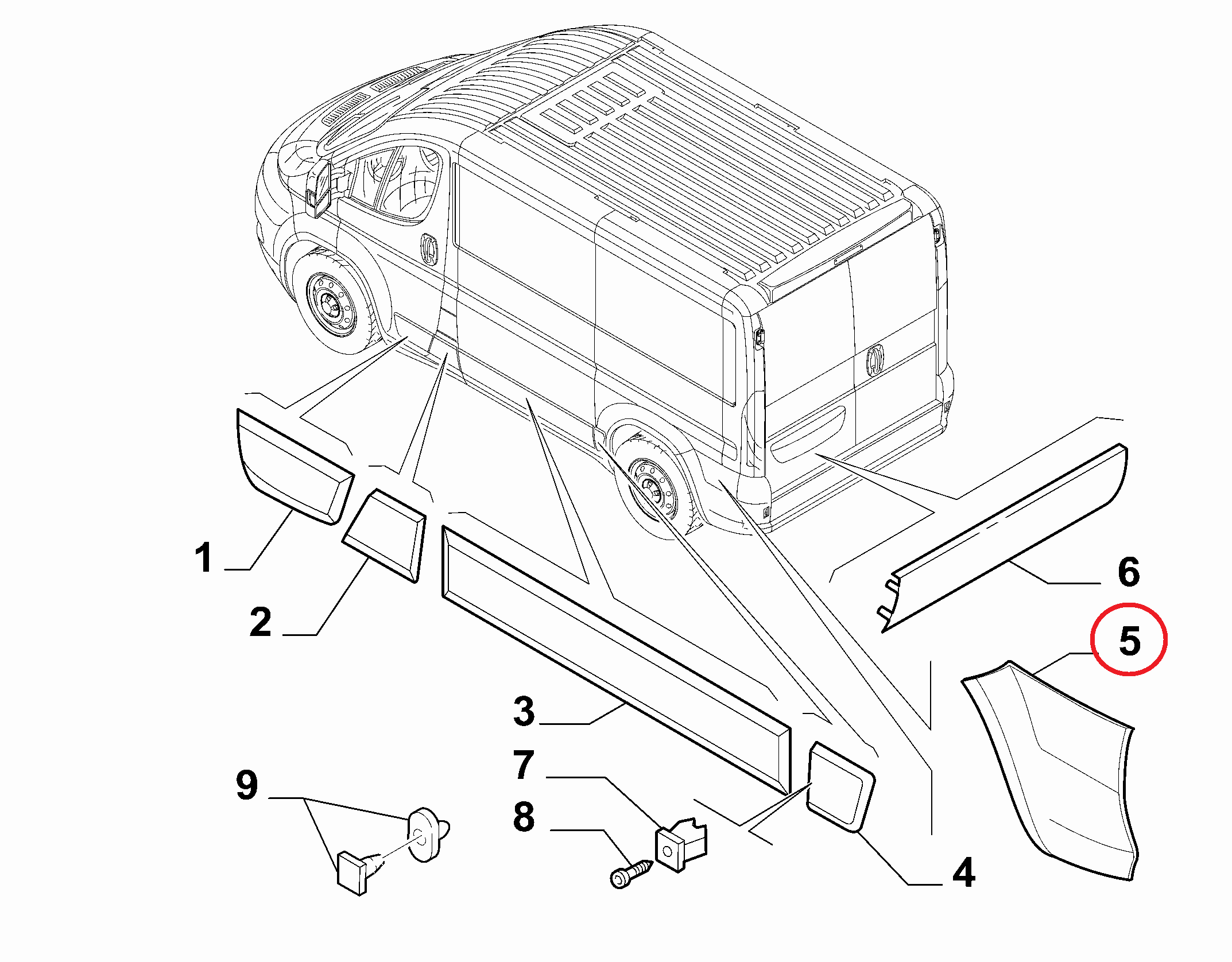 Молдинг крыла заднего левого Fiat Ducato (250)