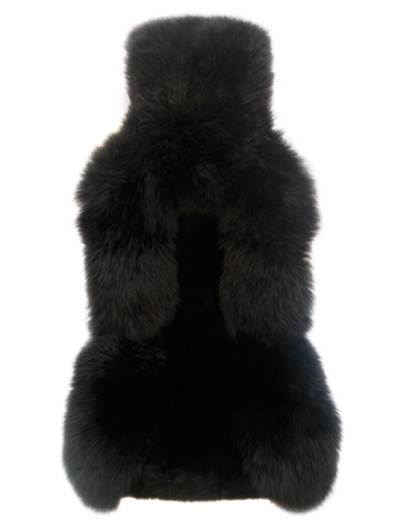 Накидка из натуральной овчины на переднее сиденье iSky SHEEPSKIN, мех стриж. в центре, длинный по краям, с подкладом, 1 шт.,черн.